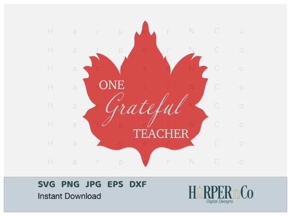 One Grateful Teacher Leaf SVG for Embroidery