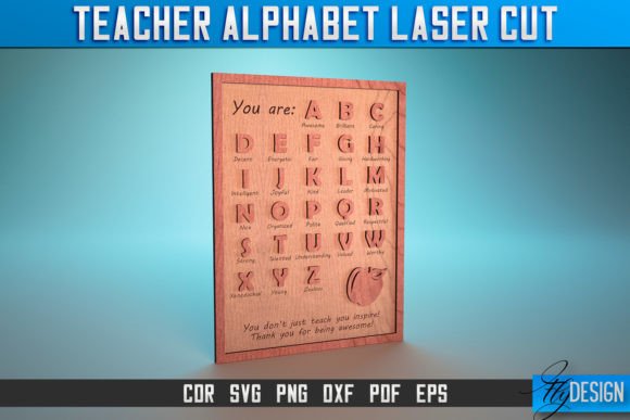 Teacher Alphabet Laser Cut SVG for Embroidery