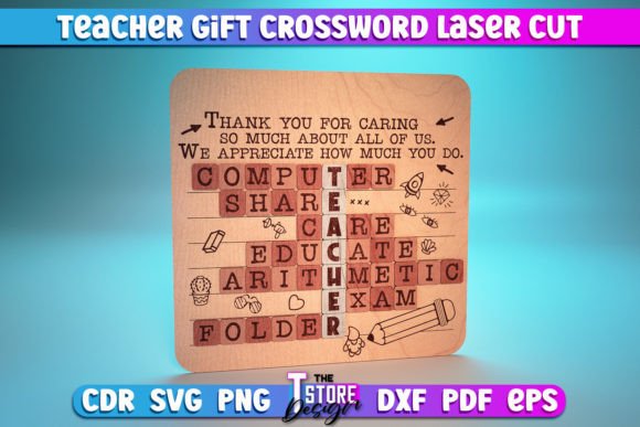 Teacher Gift Crossword Laser Cut SVG